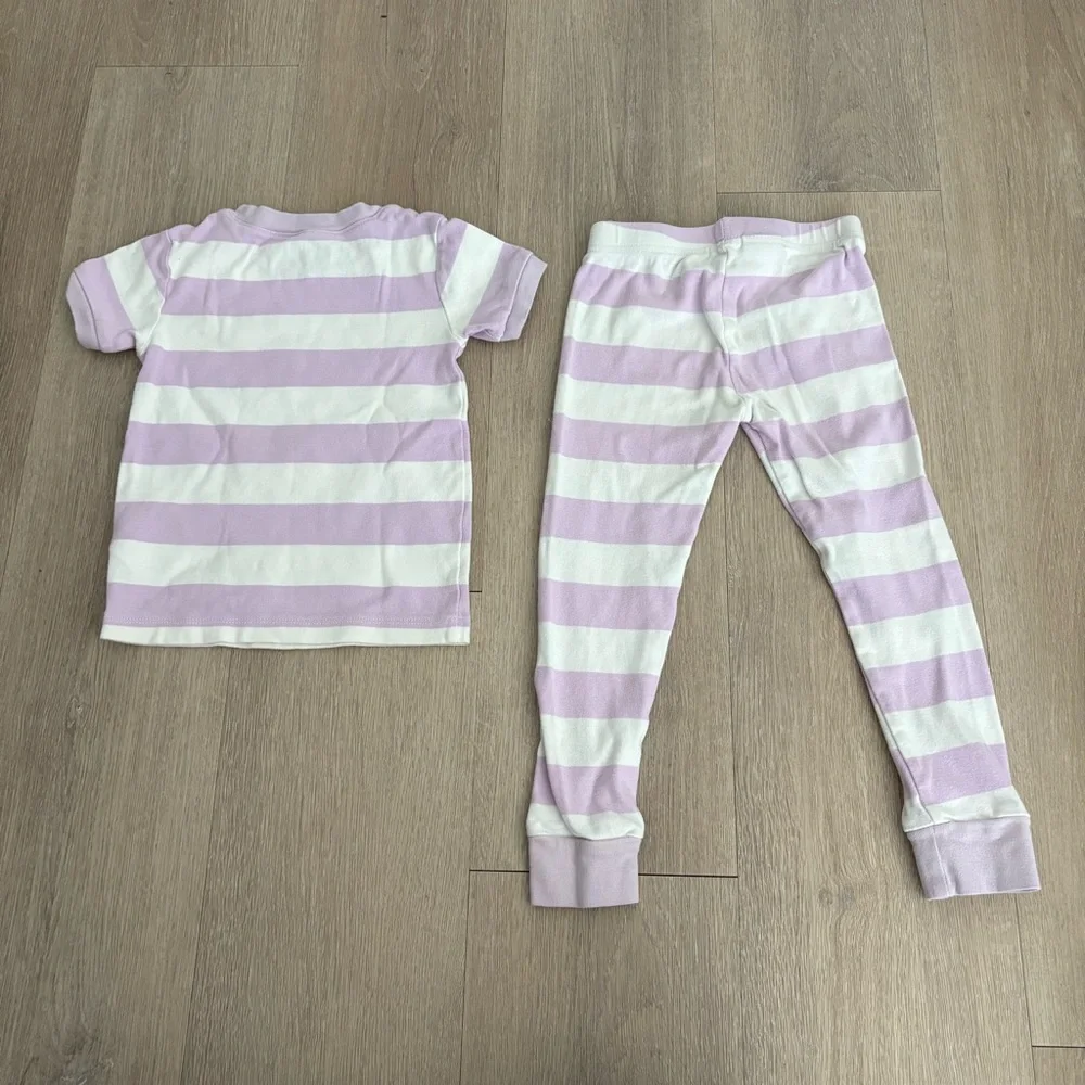 Spotted Zebra Girls Kids Pajamas 4T Purple Lavender White Striped 100% Cotton